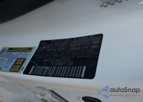 2017 Kia Optima Lx from USA, damaged, VIN KNAGT4L3XH5179355